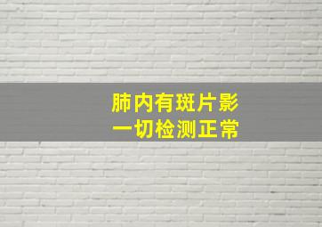 肺内有斑片影 一切检测正常